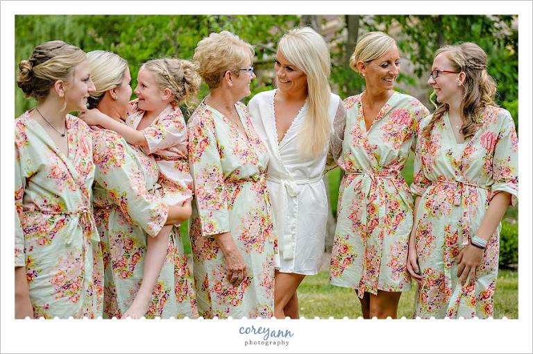 Bride and Bridesmaids in floral robes