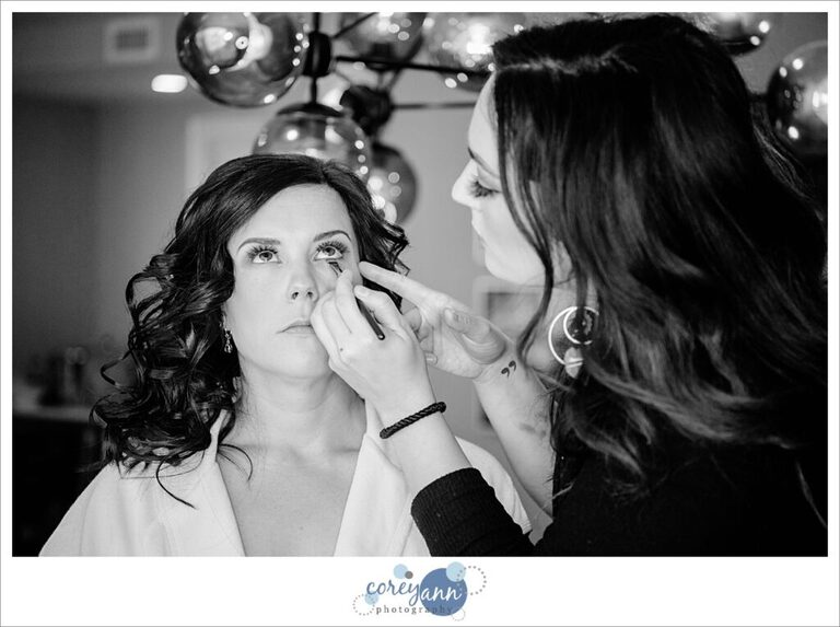 Bride getting ready for wedding at Cleveland Hilton