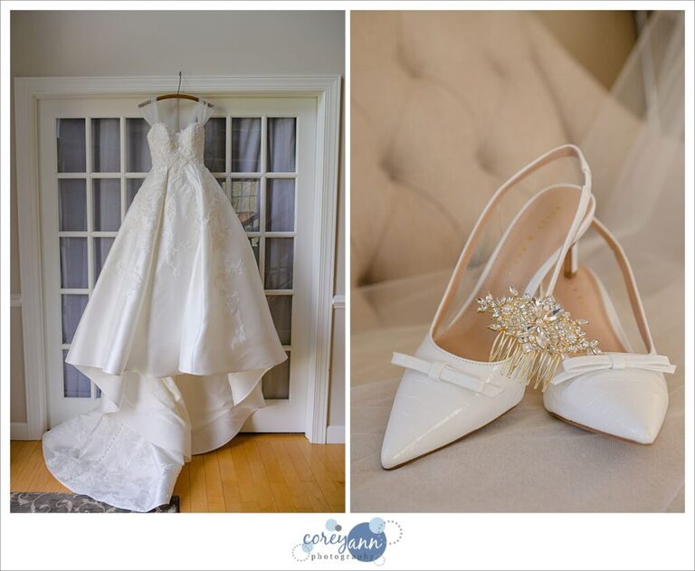 ivory wedding gown and shoes