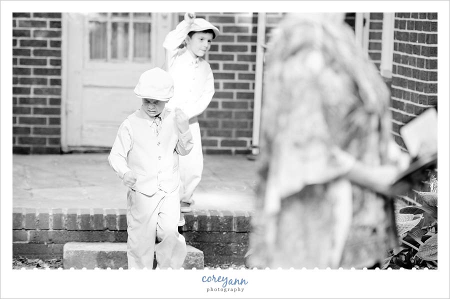 ringbearers walking down the aisle at wedding
