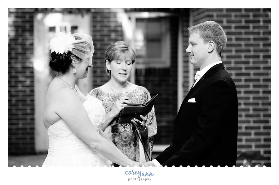 bride and groom during unplugged wedding ceremony