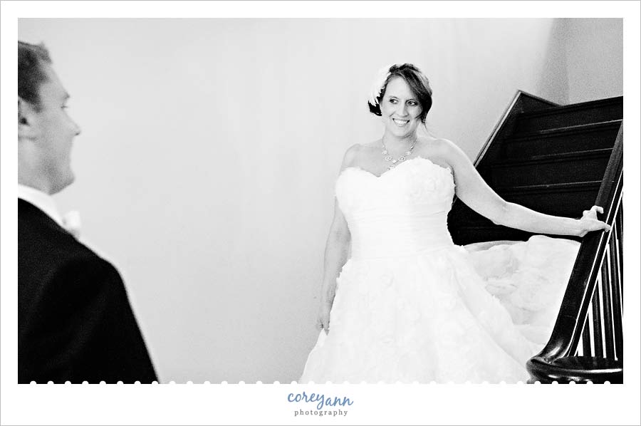 groom seeing bride for the first time during a first look