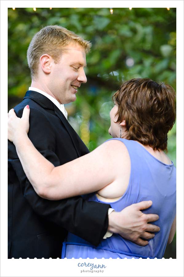 mother and son dance during wedding reception in akron ohio