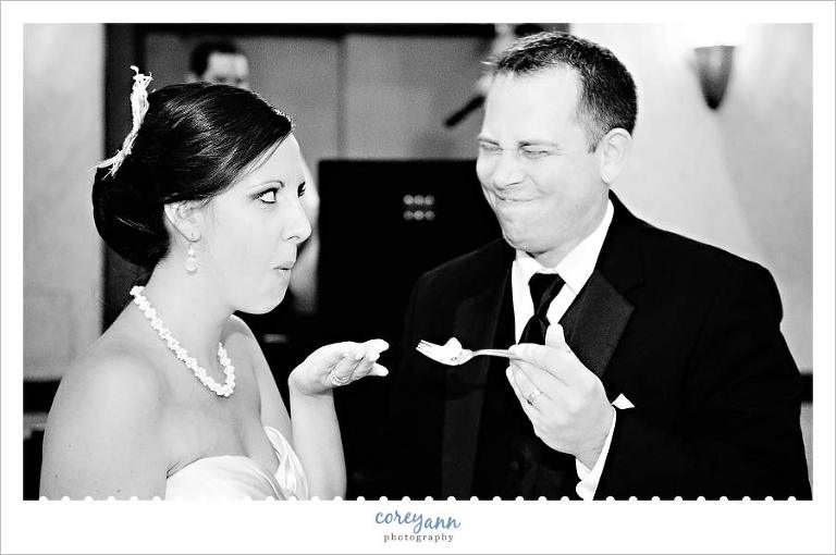 bride and groom cutting wild flour cake at wedding reception
