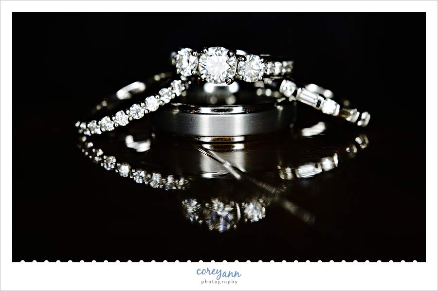 wedding rings on mirror