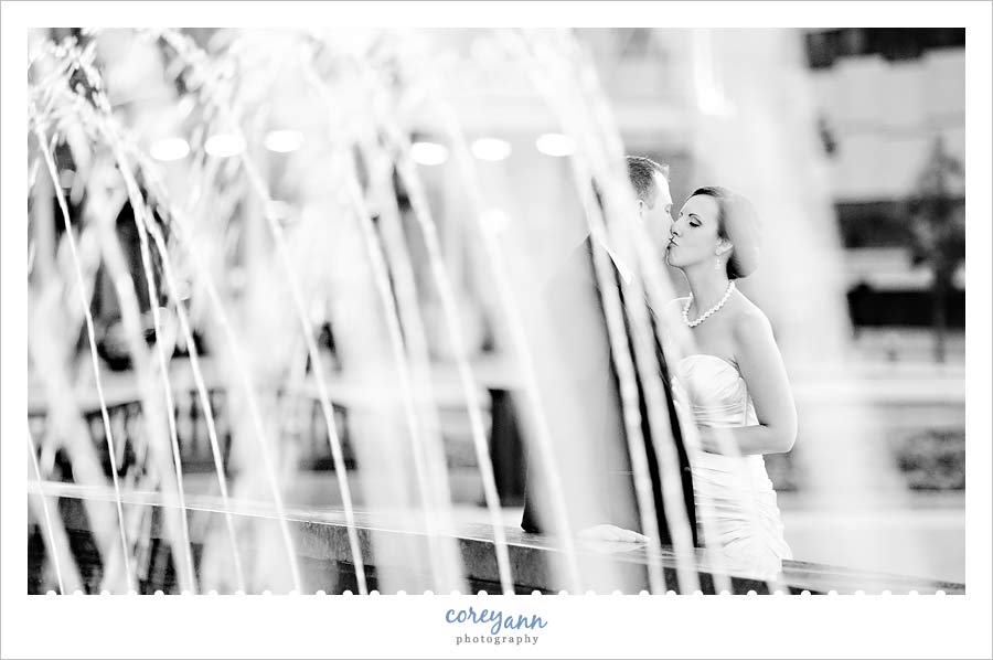bride and groom in downtown cleveland