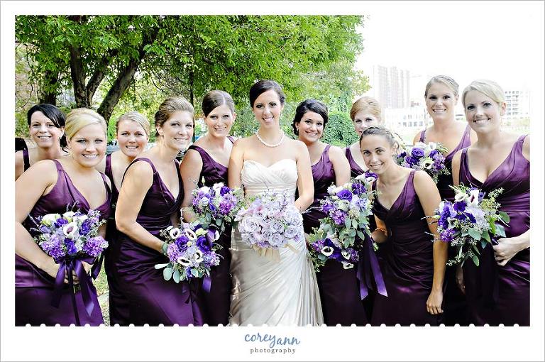 purple bridesmaids in bridal party