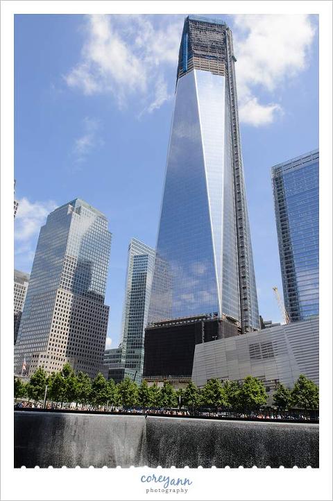 freedom tower in new york city as seen from the 9/11 memorial