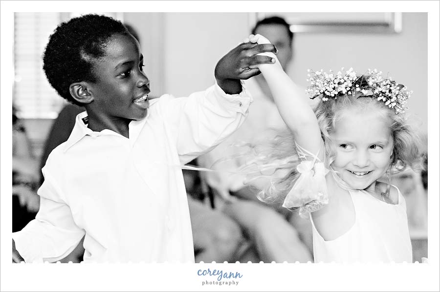 kids dancing at wedding reception at spread eagle tavern