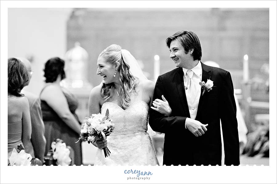Jenny & John's Wedding bride and groom smiling during recessional