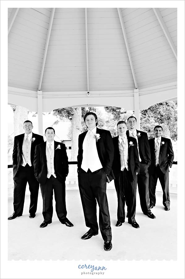 Jenny & John's Wedding groomsman inside gazebo in north canton