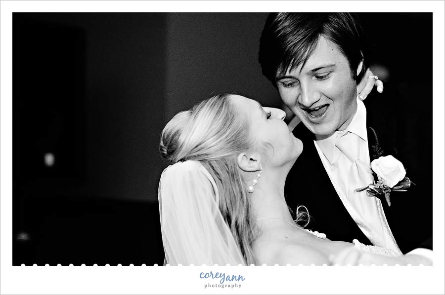 Jenny & John's Wedding bride and groom first dance at wedding reception at the quarry