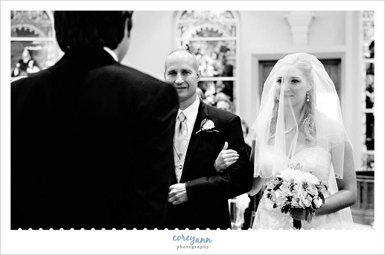 bride's father giving her away at St Paul's Church