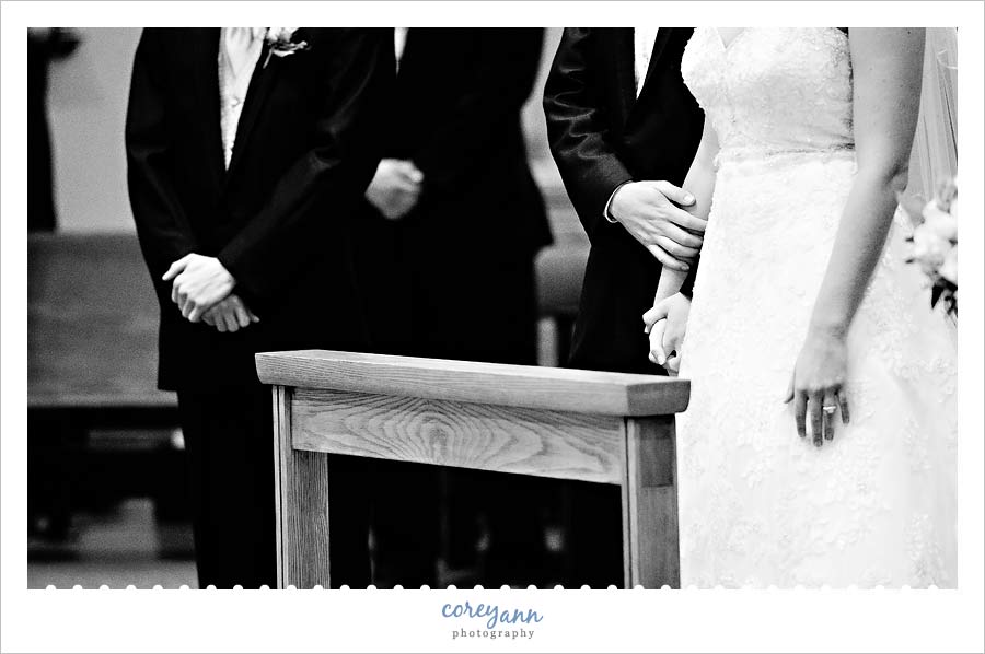 Jenny & John's Wedding bride and groom holding hands during ceremony