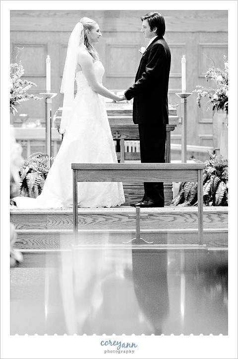 bride and groom during wedding ceremony at st paul's in north canton ohio