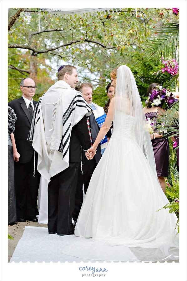 Stephanie and Mark's Wedding bride and groom during jewish wedding ceremony at landerhaven