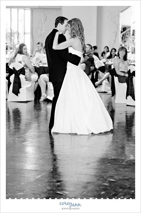 bride and groom first dance during wedding reception at landerhaven