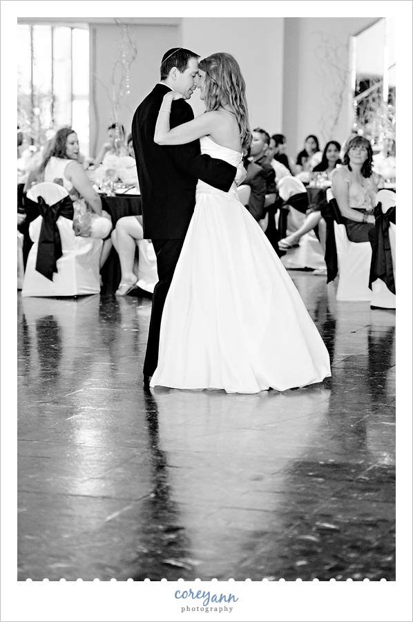 Stephanie and Mark's Wedding bride and groom first dance during wedding reception at landerhaven