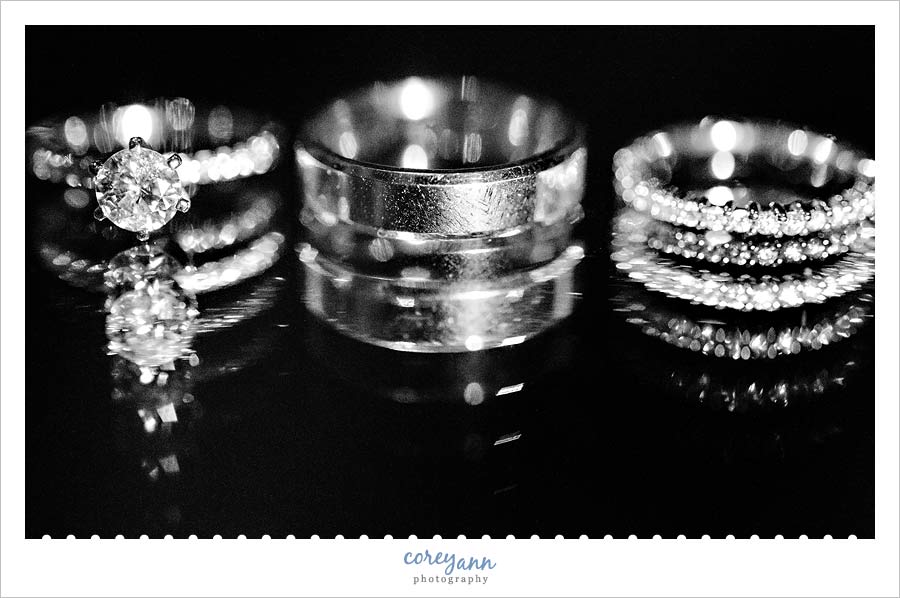 Stephanie and Mark's Wedding wedding rings on mirror