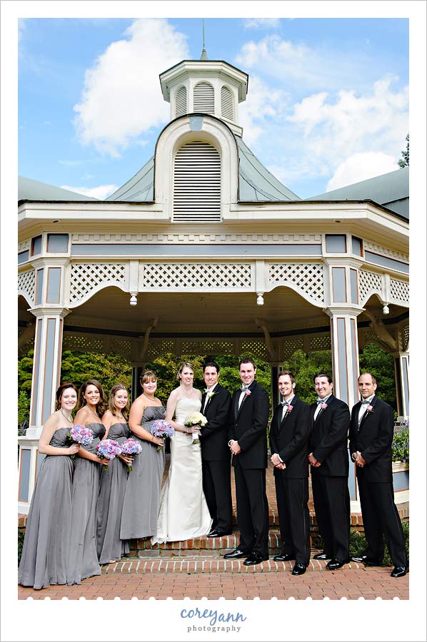 grey and pink bridal party at mill creek metroparks