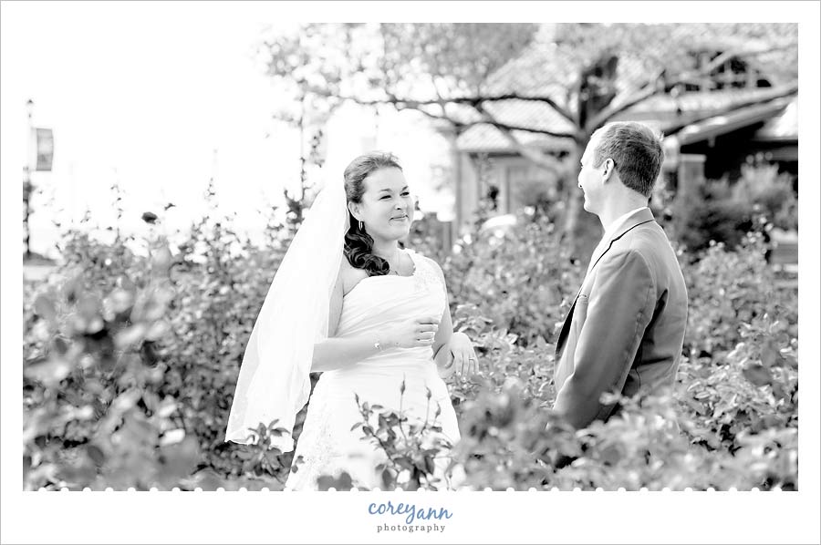 Jenny and Joe's Wedding bride and groom first look in avon ohio