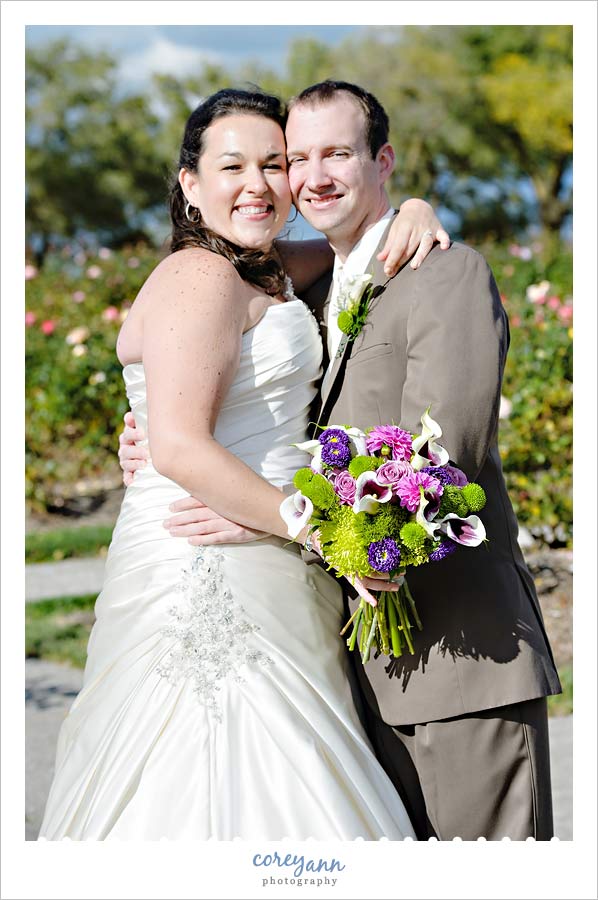Jenny and Joe's Wedding relaxed bride and groom portrait at lakeview park in avon ohio