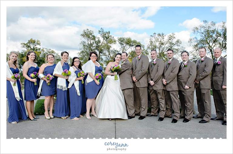 brown and purple bridal party