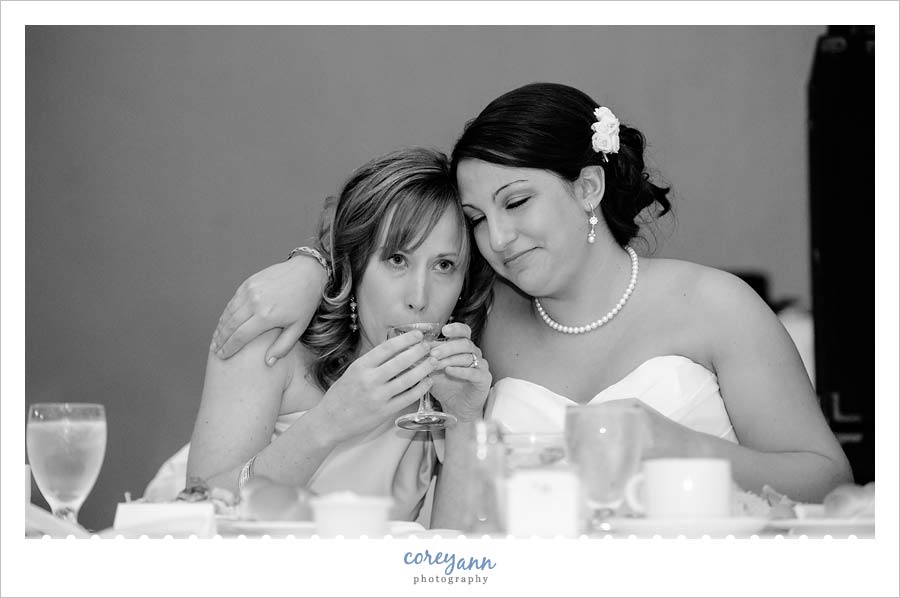 maid of honor drinking champagne after wedding toast
