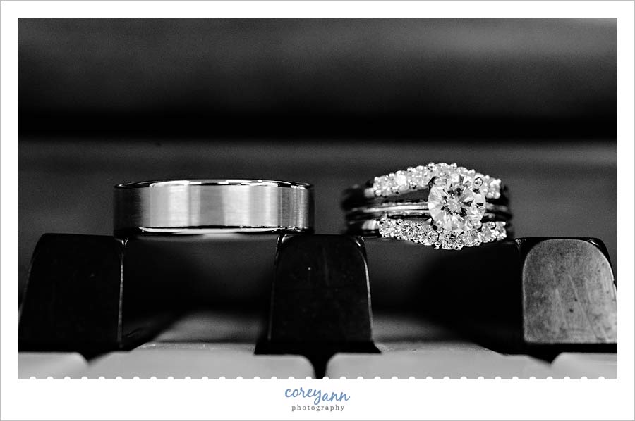 wedding rings on piano keys