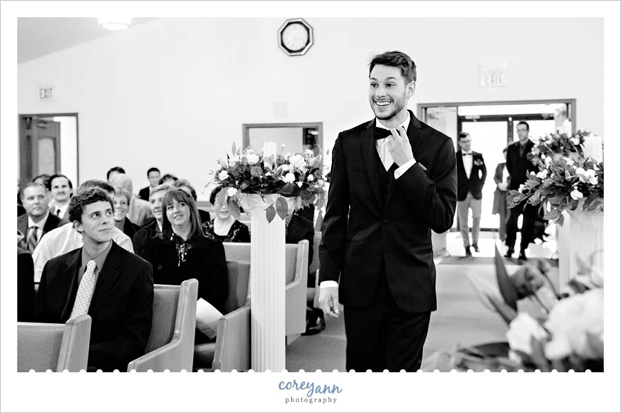 groom walking down aisle at korean central baptist church