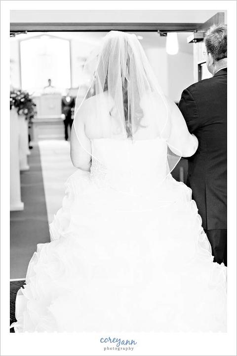 bride walking down aisle in cleveland ohio