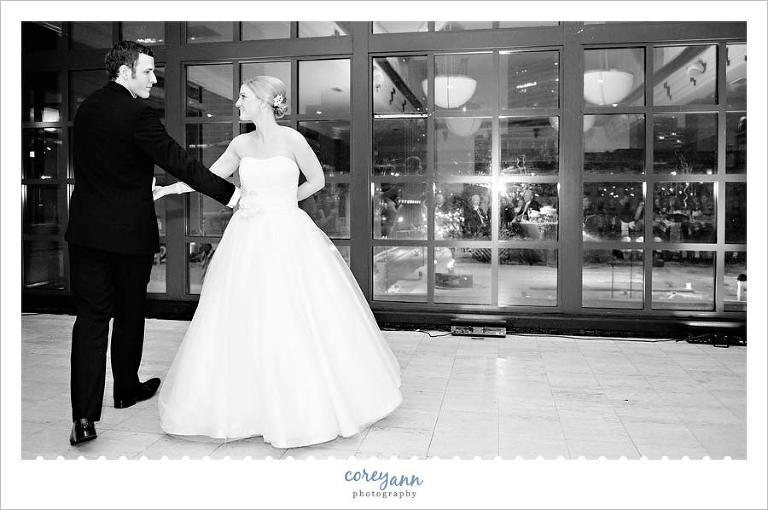 bride and groom first dance during wedding reception at the club at key center