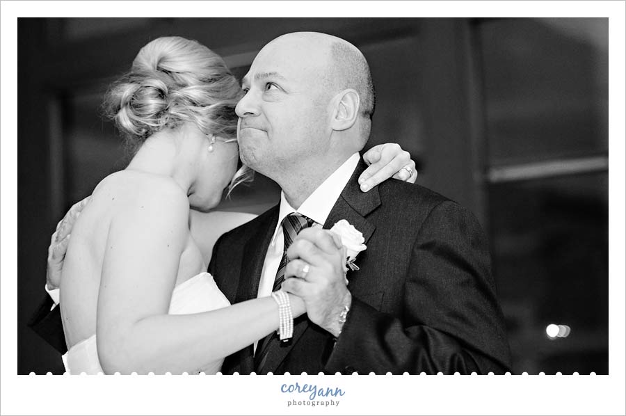 bride's father trying not to cry during father daughter dance in ohio