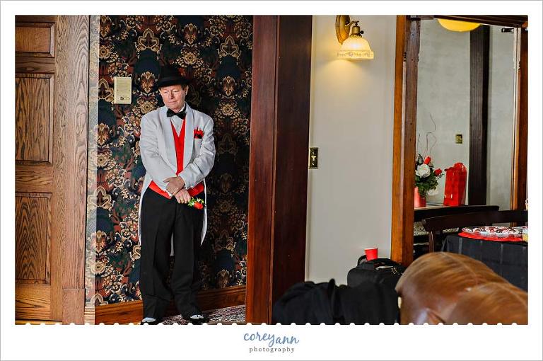 groom waiting to make his entrance to wedding ceremony