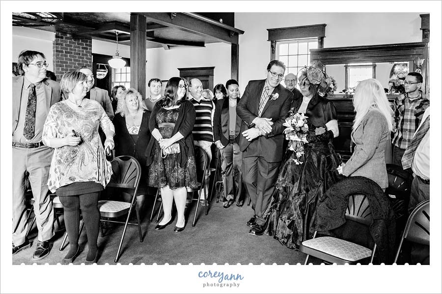 Ian and Terri's Wedding bride walking down the aisle before wedding ceremony