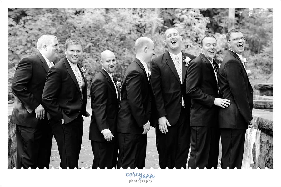 Nancy Bride Talk groomsman goofing off during wedding portrait