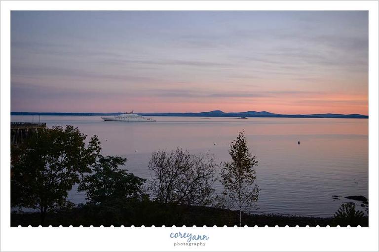 Sunrise in Bar Harbor Maine from The Bayview Hotel