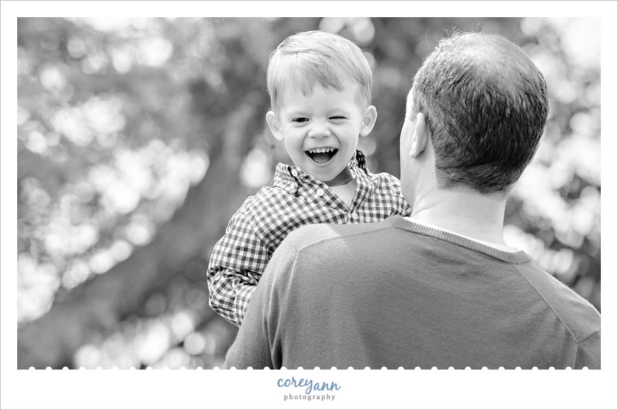 father and son playing