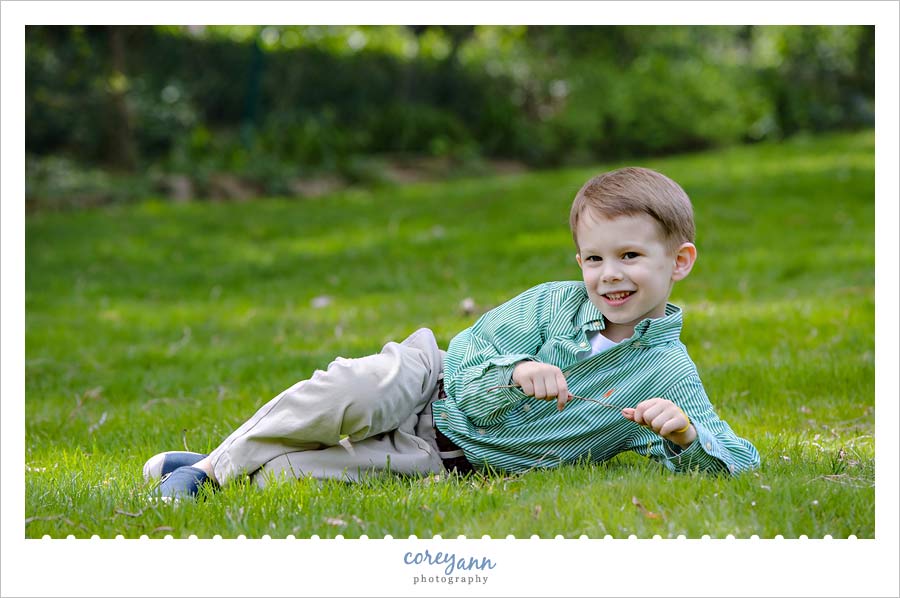 child posing for a portrait outside