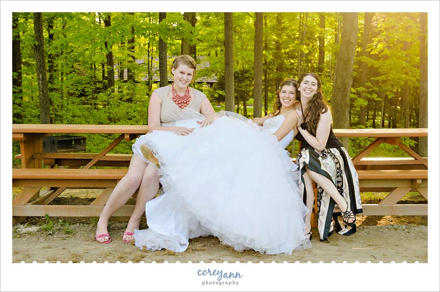 bridesmaids in mismatched dresses