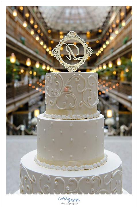 wild flour cake set up for wedding reception at hyatt arcade