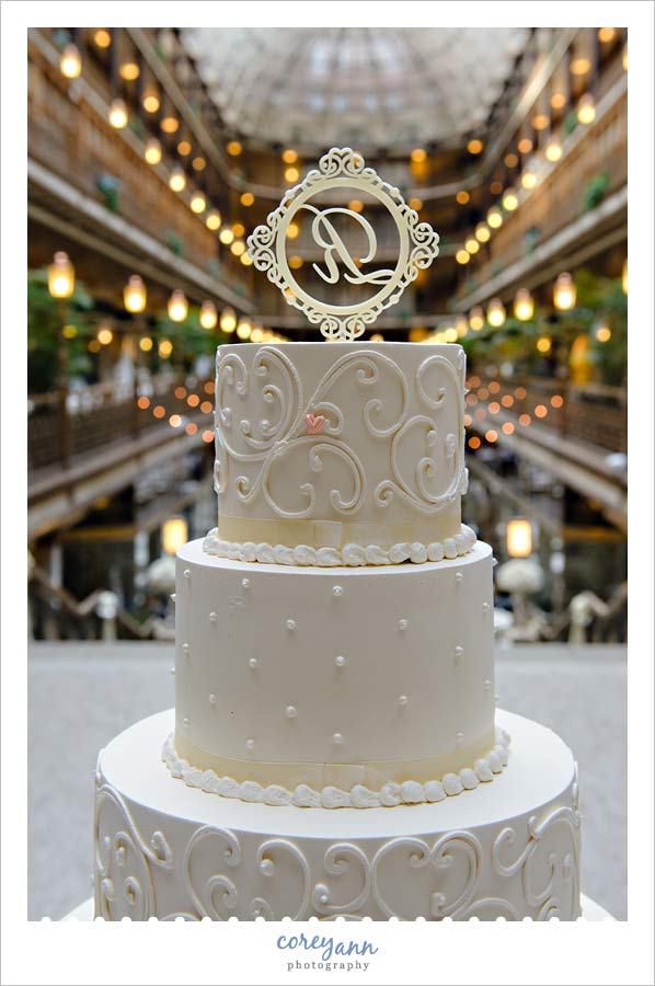 wild flour cake set up for wedding reception at hyatt arcade