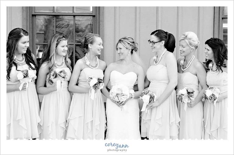 bridesmaids looking at bride in olmsted falls ohio