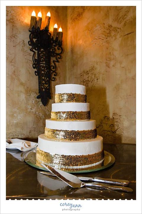 white and gold wedding cake by doug tanner of sweet surrender