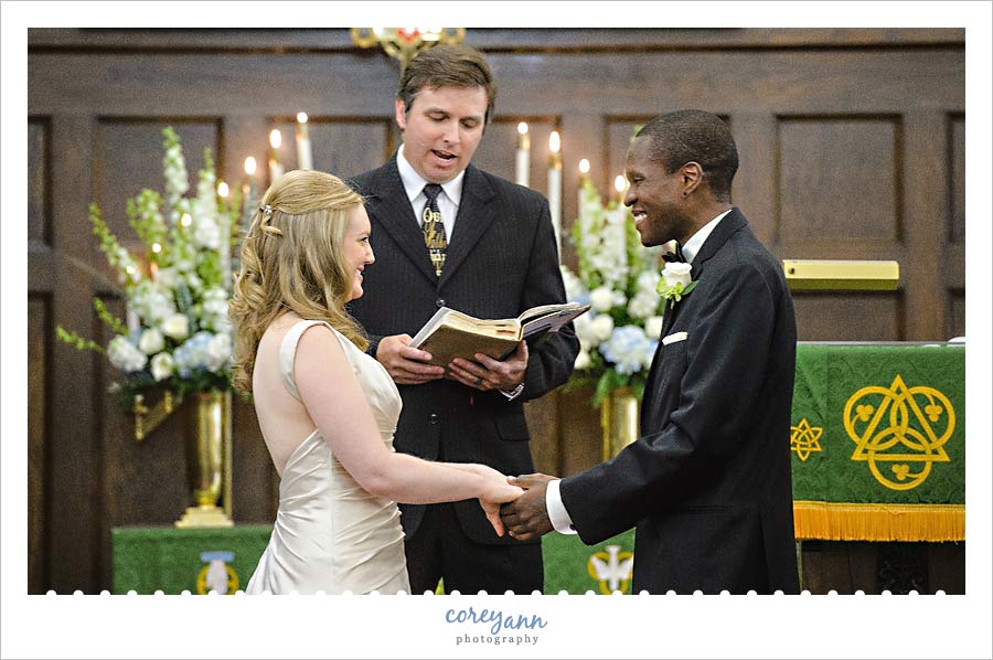wedding ceremony at first church of the resurrection in canton ohio