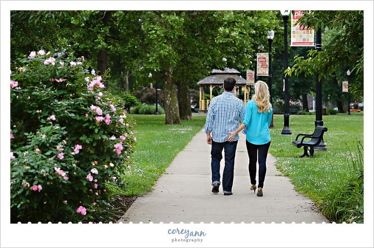 engagement portrait near gazebo in tremont ohio