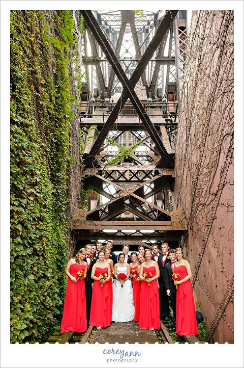 red and yellow bridal party in cleveland ohio
