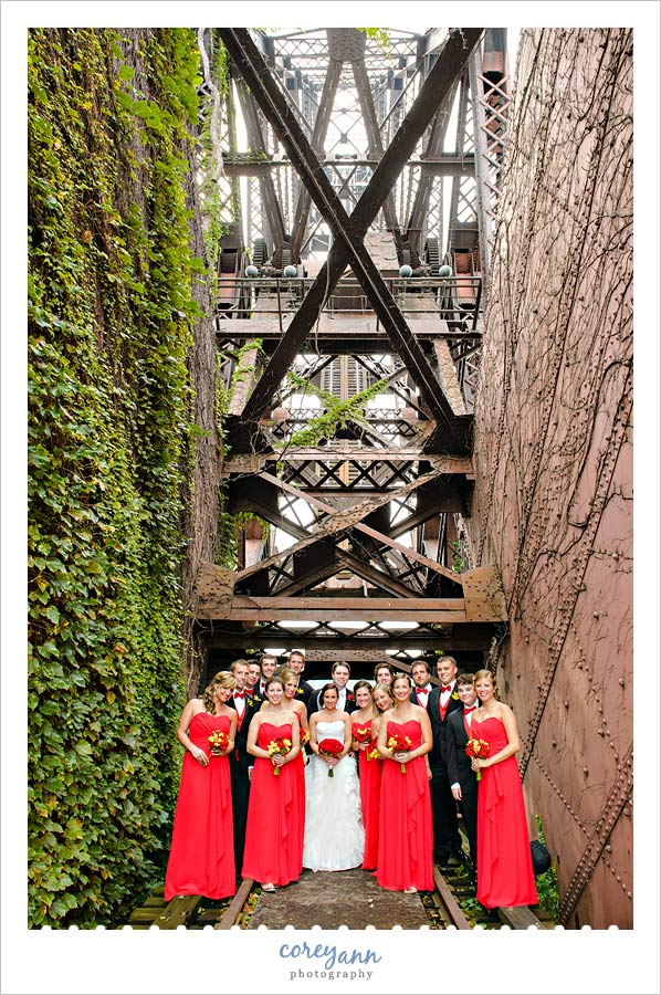 red and yellow bridal party in cleveland ohio