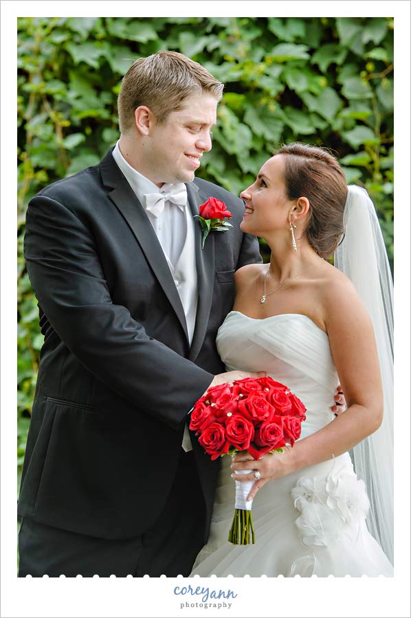 bride and groom casual wedding portrait in northeast ohio