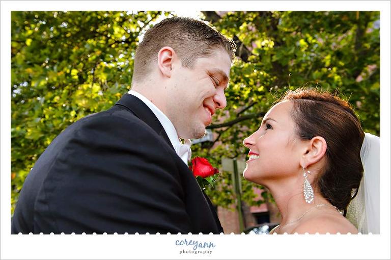 wedding portrait in the flats in cleveland ohio